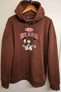 Members Only Men's 1975 Teddy Bear Hoodie Long Hooded Sleeve Brown Size Large - Picture 1 of 6