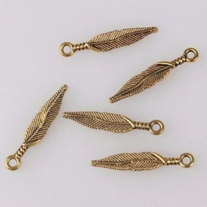 5 Stck. Goldene Feder Bettelarmband Halskette zum Selbermachen Anhänger US-Verkäufer  - Bild 1 von 2
