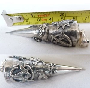 Masonic Pendant The Lot Silver 925 Skull Bone Memento Mori - Picture 1 of 7