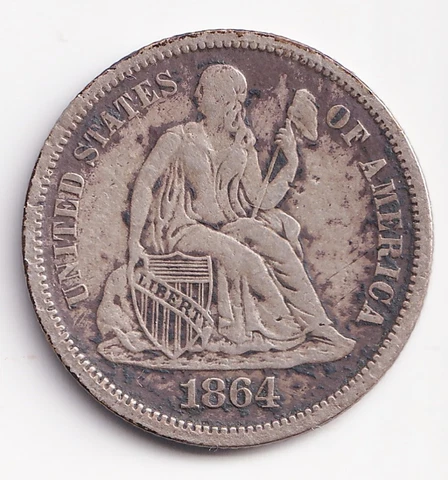1864-S Liberty Seated Dime, nice Cover
