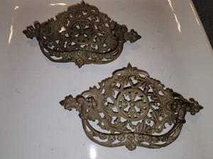 Antique Ornate Victorian brass bail door pulls set Of 2 - Picture 1 of 6