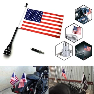 Motorrad American Flagge USA Fahne Flag Fahnenmast 39cm Schwarz Für Harley AF - Bild 1 von 5