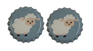 Beer Bottle Caps - Easter Spring Sheep - 1 Pair - Picture 1 of 2