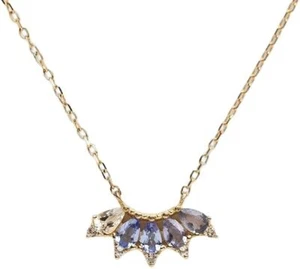 NATURAL TANZANITE WHITE TOPAZ CZ GEMSTONE 925 SILVER WOMENS PENDANT NECKLACE - Picture 1 of 4