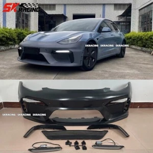 Kits de carrocería de parachoques delantero PP sin pintar para Tesla Model 3 GT4 2017-2023 - Imagen 1 de 24