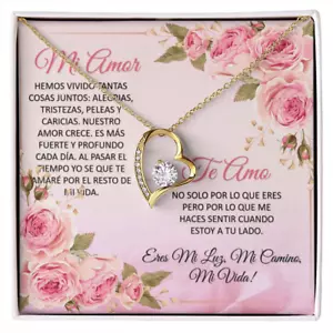 Halsband Regalo Para Mi Esposa Mujer Oro 14K o 18K Cumpleaños Aniversario Navidad - Bild 1 von 12