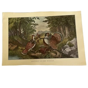 Currier & Ives Reprint Kalender 1971 Reisende Versicherung Paarung im Wald - Bild 1 von 4