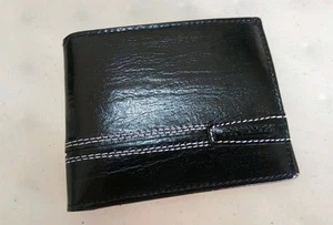 ¡NUEVO! Cartera plegable JOS VON ARX Prestige negra CUERO ITALIANO GENUINO - Imagen 1 de 8