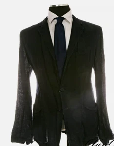 BARENA Venizia Mens Black Relaxed Linen Blazer Sport Jacket Sz US 42 It 52 Italy - Picture 1 of 18