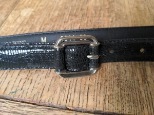  Faux Crocodile Slim Black Padded Leather Belt Fits M/ 80 cm-90 Cm Waist - Bild 1 von 5