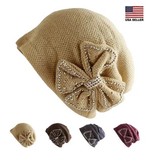 Slouchy Daily Beanie Schmetterling Schleife Sommer Herbst Winter warm lässig Perlenmütze Damen - Bild 1 von 9