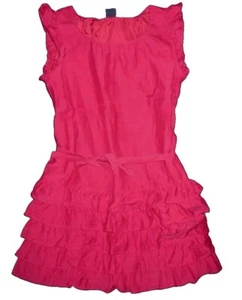 Gap kids girls drop waist ruffle skirt berry pink short cap sleeve dress M 8 - Picture 1 of 3