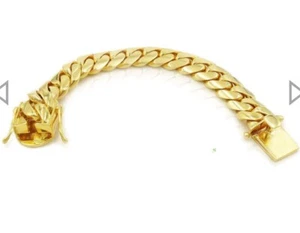 14k Solid Yellow Gold Miami Cuban Curb Link Bracelet 8.5" 82 Grams 11mm - Picture 1 of 3