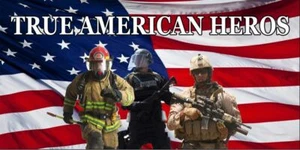 Envoltura de calcomanía gráfica de vinilo enorme 48"" x 96"" True American Heroes camión puerta trasera - Imagen 1 de 5