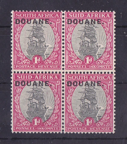 SOUTH AFRICA Mint NH 1d Block of 4 Stamps DOUANE OVP VF Cover