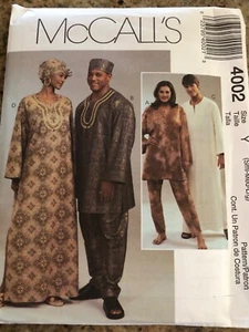 🌼 McCALL'S #4002-ADULT AFRICAN TUNICS-CAFTAN-HAT-HEADWRAP-PANTS PATTERN S-L FF - Picture 1 of 2