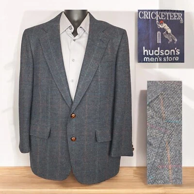 Cricketeer Jacket Blazer Mens 44S Multicolor Gray Plaid Soft Tweed Wool - Image 1 of 4