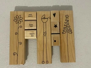 STAMPIN UP! Juego de sellos de goma de madera (9) bonito y estrecho - Imagen 1 de 3