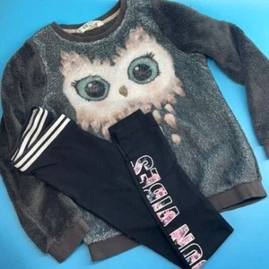 H&M Kid's Girls Long Sleeve Owl Face Sweater & Legging Bundle Of 2 Size 8-10 - Picture 1 of 6