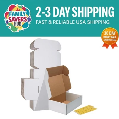 Pack of 20 White Shipping Boxes 12x8x4 - Quick Assembly & Reliable Storage - Image 1 of 4