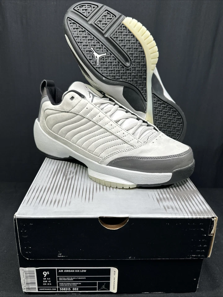 Air Jordan 19 OG 低中性灰色 2004 308513-002 尺寸 9.5 美国 DS 全新 XIX — 第 1/4 张图片