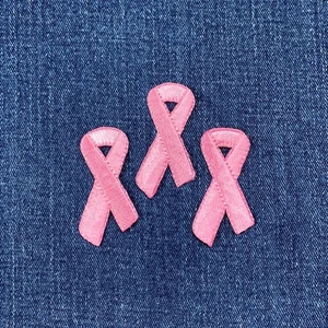 3-Pack Pink Ribbon Applique Patch Embroidered Breast Cancer Awareness 1-7/8" - Picture 1 of 2