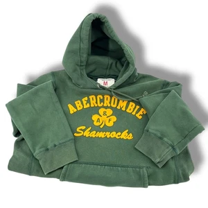 Sudadera con Capucha Vintage Abercrombie & Fitch Tréboles Verde Dorado Mediana Y2K Gráfico Irlandés - Imagen 1 de 6