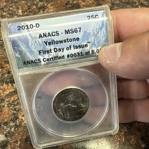 2010 D Yellowstone Quarter ANACS SMS MS67 - 25c #0031 of 5,000 - a3 - Picture 1 of 8