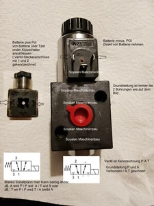 Hydraulik 3/2 Wege -Ventil -24 Volt innen Gewinde 1/2 ² integrierte Grundplatte - Bild 1 von 3