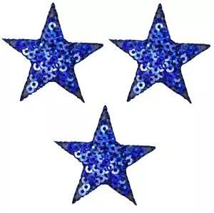 Sequin Star Applique Patch - Royal Blue Badge 1.5" (3-Pack, Iron on) - Picture 1 of 1