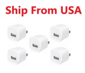 5x White 1A USB Power Adapter AC Home Wall Charger US Plug FOR iPhone Ipod - Picture 1 of 1
