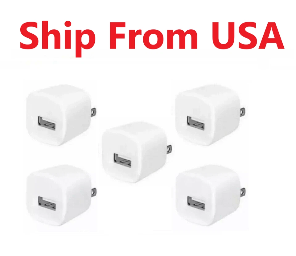 5x White 1A USB Power Adapter AC Home Wall Charger US Plug FOR iPhone Ipod - Image 1 of 1