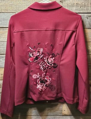 Antthony, Original, LightWeight Jacket,Floral Back, Maroon, Women's Size Medium, - Image 1 of 4