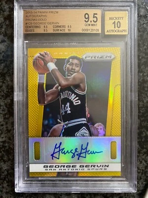 2013-14 PANINI PRIZM George Gervin GOLD PRIZM AUTOGRAPH #/10 BGS 9.5 Auto 10 - Image 1 of 2