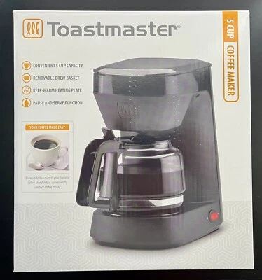 TOASTMASTER 5-CUP COFFEE MAKER W/ GLASS CARAFE & KEEP WARM FUNCTION TM-545CMKL - Image 1 of 4