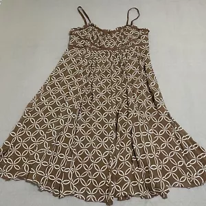 Vintage Damen Babydoll Kleid 8 Seide Geometrisch Braun Y2K Boho Ballett Kern Schichten - Bild 1 von 24
