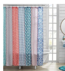 The Pioneer Woman Ditsy Patchwork Cotton Rich Shower Curtain 72x72 - Picture 1 of 2