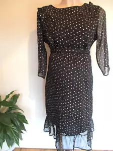 SERAPHINE MATERNITY & NURSING BLACK SILVER STAR CHIFFON OCCASION DRESS SIZE 18 - Picture 1 of 3