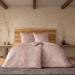Estella Mako Jersey Bettwäsche 155x220 Quinn altrosa sand Rauten 6895-480 - Bild 1 von 5