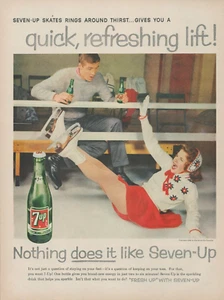 1959 7 Up Soda Drink Eislaufringe um Durst Mädchen fallen Vintage Druckanzeige - Bild 1 von 1
