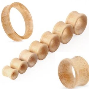 PAIR-Wood Bamboo Saddle Flare Ear Tunnels 14mm/9/16" Gauge - Picture 1 of 3