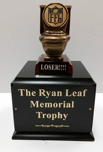 FANTASY FOOTBALL LOSER LAST PLACE PERPETUAL TOILET TROPHY 6 12 18 OR NO PLATES - Picture 1 of 5