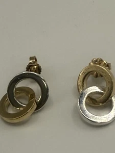 Tiffany&co  sterling silver  18k Yellow Gold Interlocking Circle Earrings  - Picture 1 of 6