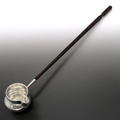 Antique 1880 Victorian English Sterling Silver Turned Wood Tody / Brandy Ladle Cover