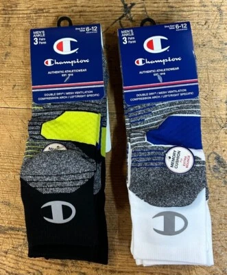 Champion Ankle Sox Paquete de 3 CHMS20 Para hombres Zapatos Doble Seco Absorbentes Talla 6-12 Foto 1 de 4