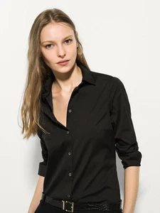 MASSIMO DUTTI (ZARA GROUP) BLACK BASIC PLAIN STRETCH SHIRT 2017 Ref. 5150/702 - Picture 1 of 4
