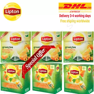 6x Lipton Mandarina Naranja Té Verde - 120 Bolsas Pirámide de Seda - Stock Fresco - Imagen 1 de 4