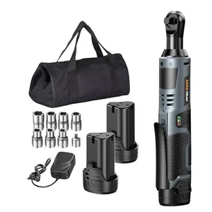 30 ft-lb Cordless Ratchet Wrench 3/8" 12V w/ LED Light Compact for Tight Spaces - Picture 1 of 9