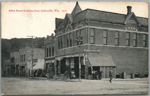 GALESVILLE WI ALLEN STREET ANTIQUE POSTCARD - Imagen 1 de 2