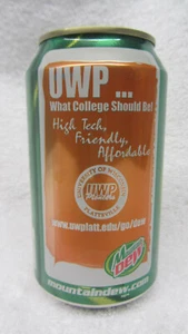 Vintage Mountain Dew UWP Platteville WI College Werbeartikel 12 Unzen LEER Mt DOSE 2005 - Bild 1 von 3